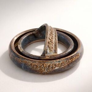 GORGEOUS HANDMADE‎ PANSY RING BLUE/BROWN PANSY RING IN PERFECT VINTAGE CONDITION